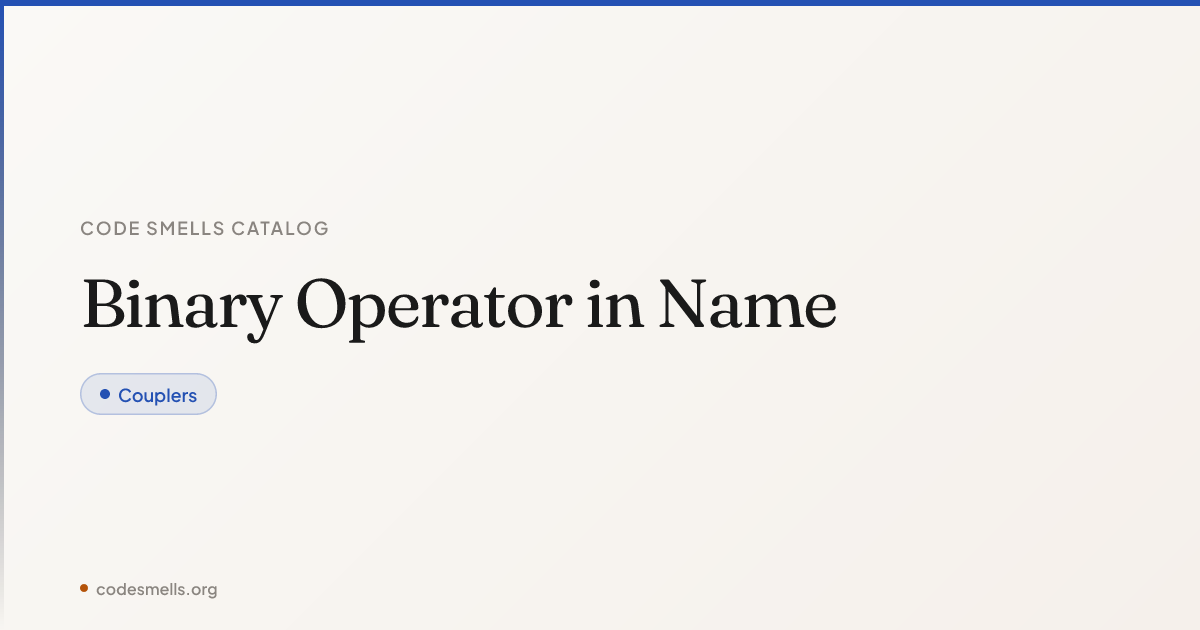 Binary Operator in Name — Code Smells Catalog