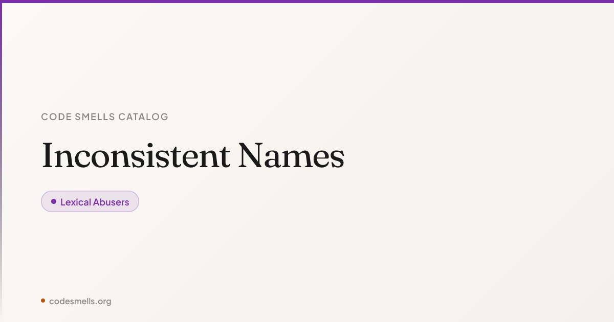 Inconsistent Names — Code Smells Catalog